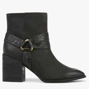 Vionic Carnelia Black Mid-Calf Block Heel Ankle Boots, Size 9, Water Repellent